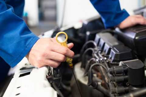 Image of Mechanic Checking Vehicle Engine Oil Level